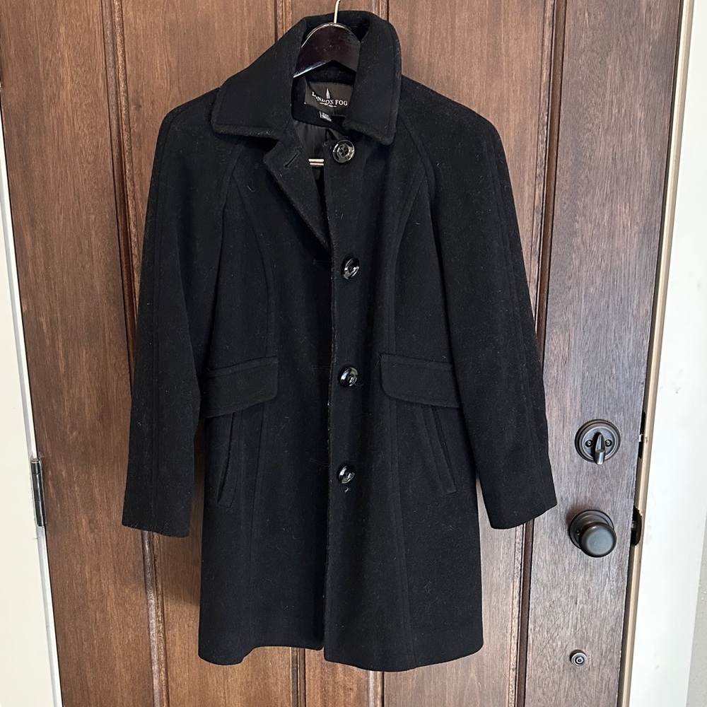Women's London Fog Wool Black Coat